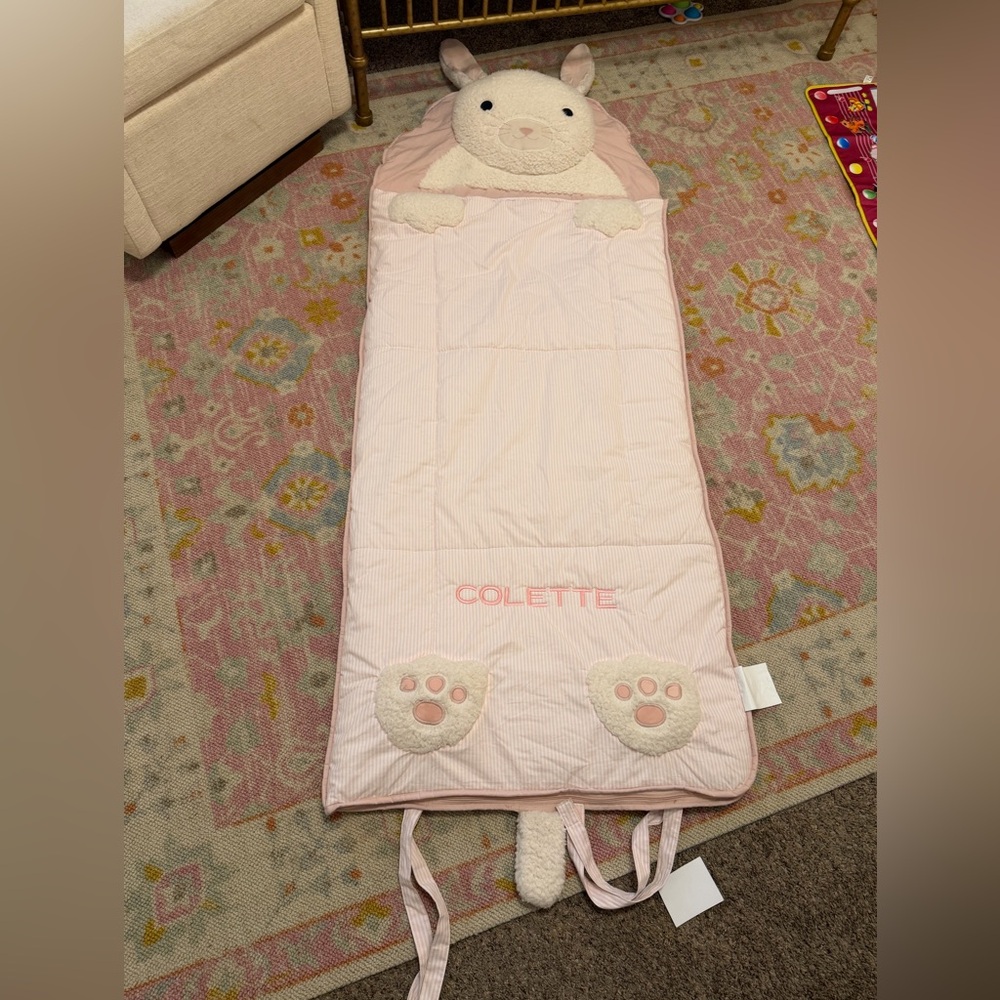 "Colette" Pottery Barn Pink bunny Sleeping Bag
